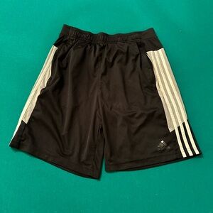 Adidas Men's Athletic Shorts in Black with Gray Stripes